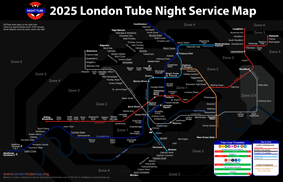 London Underground night tube dark map 2025