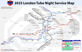 London Underground night tube map 2025