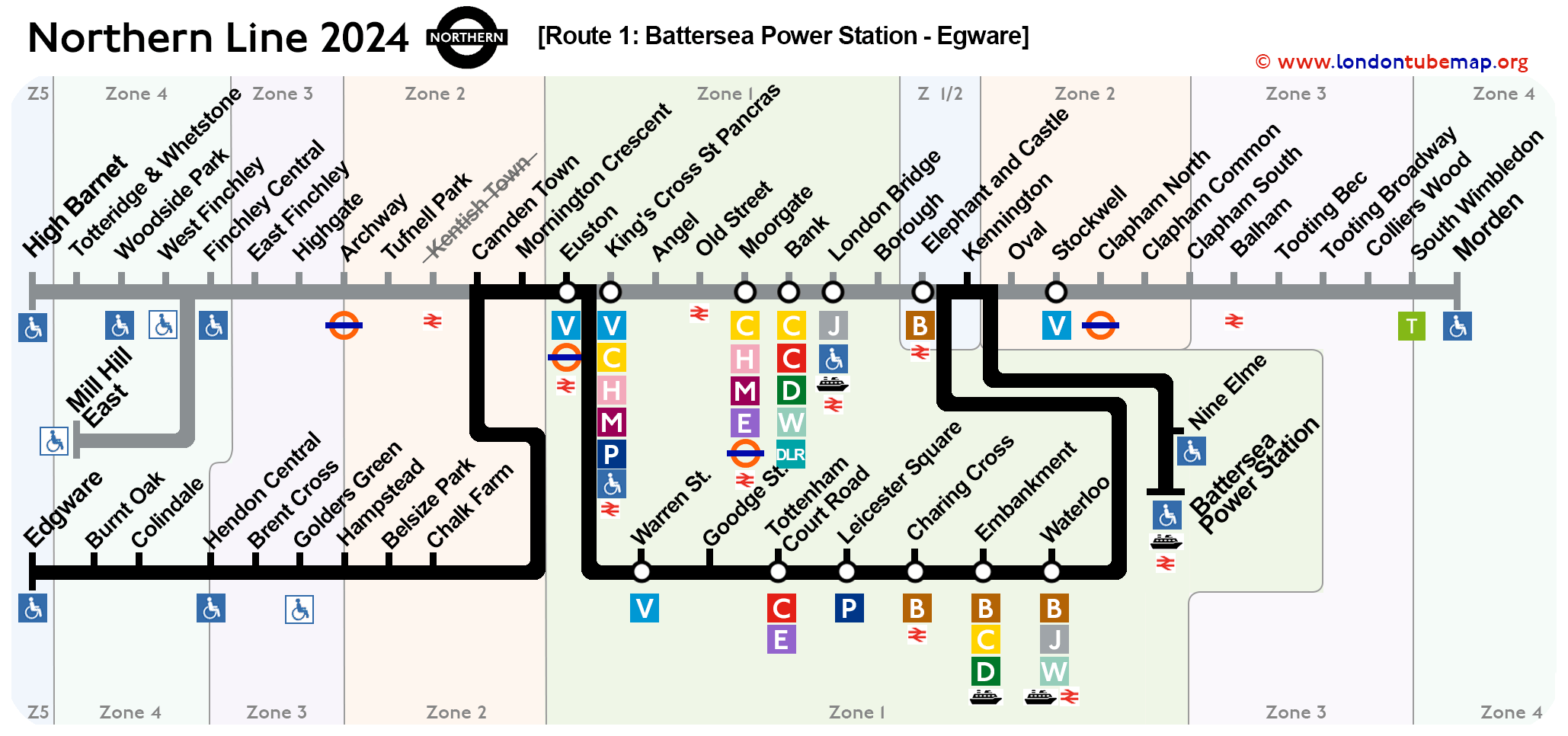 Northern line map 2024 Route-1 Battersea Power Station Egware